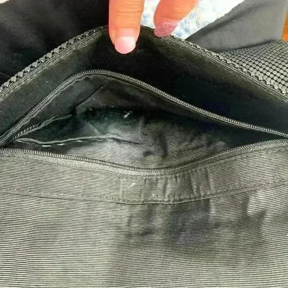 BCBG Maxazria Evening Clutch Handbag Black Metal Chain Strap. - Picture 8 of 10